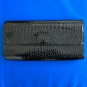 Vintage Carlos Falchi Black Patent Leather Large Clutch